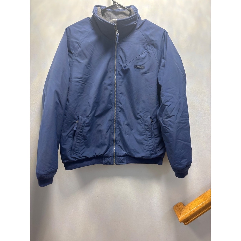 Lands' End Squall Jacket Kids Small 6-8 Navy Blue Good Fleece Lined Bomber Zip